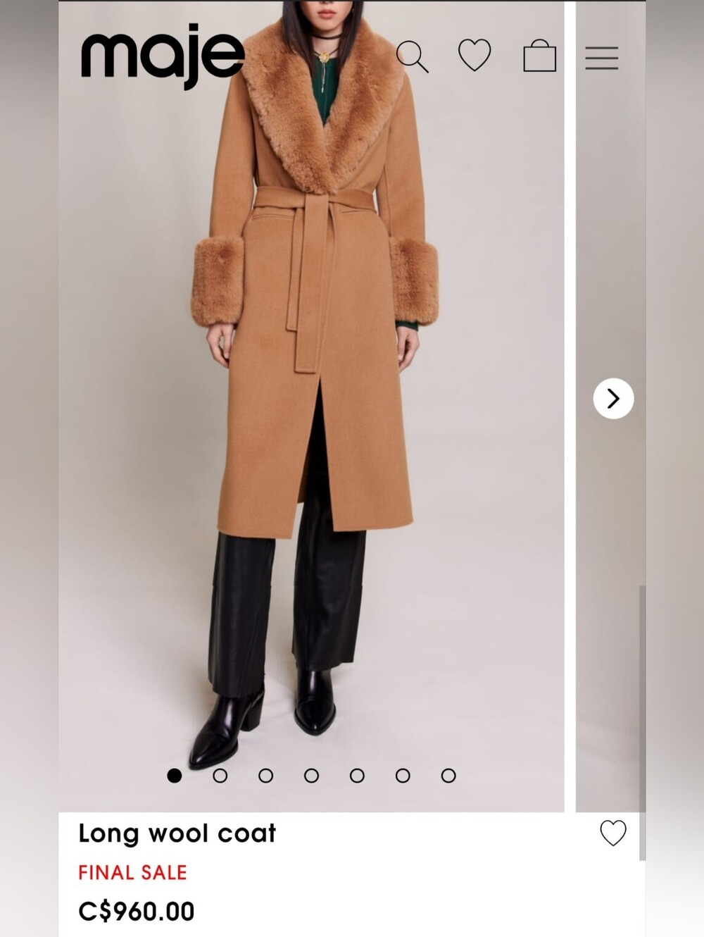 MAJE Long Wool Coat